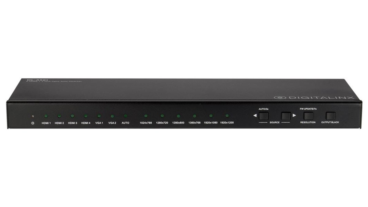 Intelix DL-AS61 4 HDMI and 2 VGA Input, 1 HDMI Output 4K Auto Switcher ...
