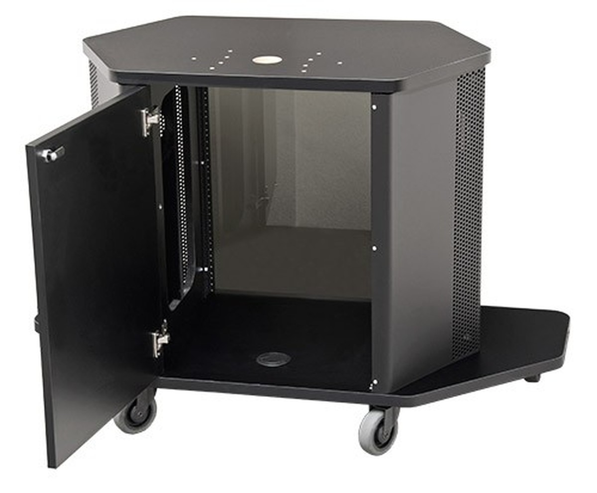 AVF PL3070 Mobile 14RU TV Cart w a Clear Door Side 